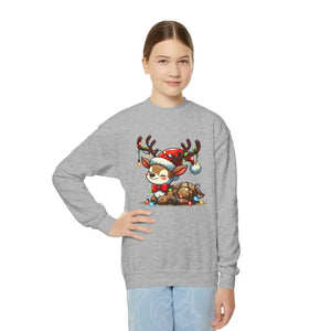 Rudolph Reindeer Kids Festive Sweatshirt with Glowing Christmas Lights - Dipaliz - Sweatshirts