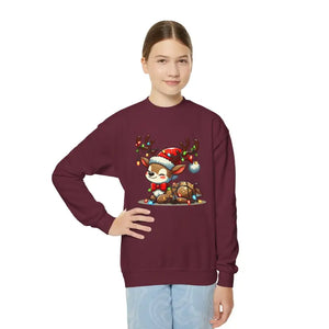 Rudolph Reindeer Kids Festive Sweatshirt with Glowing Christmas Lights - Dipaliz - Sweatshirts