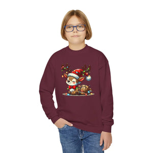 Rudolph Reindeer Kids Festive Sweatshirt - Glowing Lights - Dipaliz - Sweatshirts
