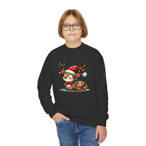 Rudolph Reindeer Kids Festive Sweatshirt - Glowing Lights - Dipaliz - Sweatshirts