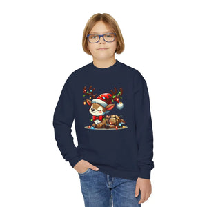 Rudolph Reindeer Kids Festive Sweatshirt - Glowing Lights - Dipaliz - Sweatshirts