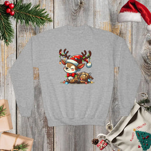 Rudolph Reindeer Kids Festive Sweatshirt - Glowing Lights - Dipaliz - Sweatshirts