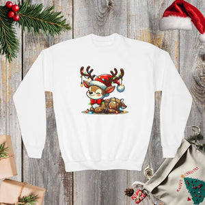 Rudolph Reindeer Kids Festive Sweatshirt - Glowing Lights - Dipaliz - Sweatshirts