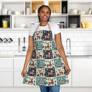 Festive Reindeer Christmas Apron - Rudolph Pattern - Dipaliz - Aprons