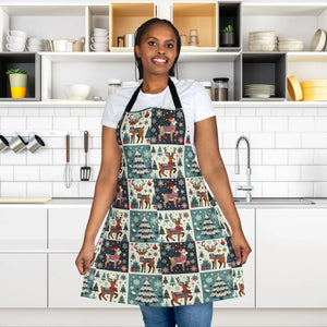 Festive Reindeer Christmas Apron - Rudolph Pattern - Dipaliz - Aprons