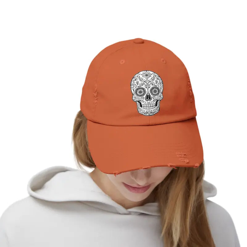 Elevate your Look with Rugged Cotton Twill Distressed Hats - Burnt Orange / one Size