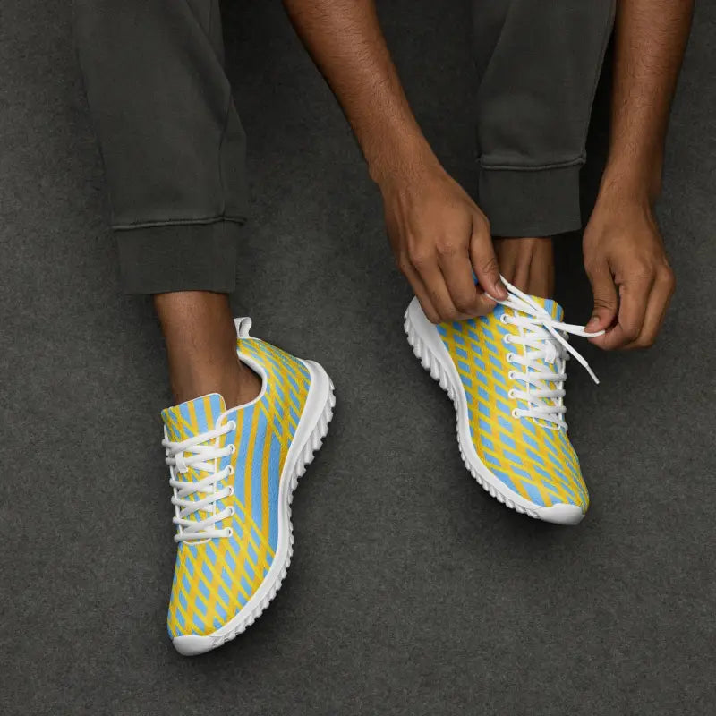 Run Wild in Blue Checkered Athletic Shoes