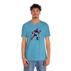 Running Man Graphic Tee, Minimalist Athletic T-shirt with Personalized Back Print - T-shirts - s