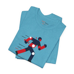Running Man Graphic Tee, Minimalist Athletic T-shirt with Personalized Back Print - T-shirts - s