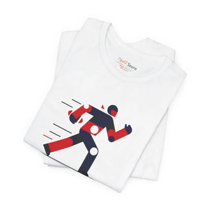 Running Man Graphic Tee, Minimalist Athletic T-shirt with Personalized Back Print - T-shirts - s