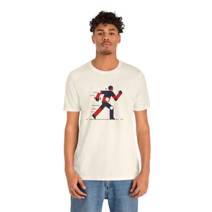 Running Man Graphic Tee, Minimalist Athletic T-shirt with Personalized Back Print - T-shirts - s