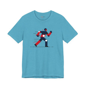 Running Man Graphic Tee, Minimalist Athletic T-shirt with Personalized Back Print - T-shirts - s