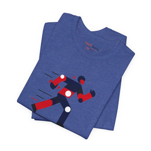 Running Man Graphic Tee, Minimalist Athletic T-shirt with Personalized Back Print - T-shirts - s