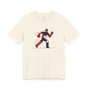 Running Man Graphic Tee, Minimalist Athletic T-shirt with Personalized Back Print - T-shirts - s