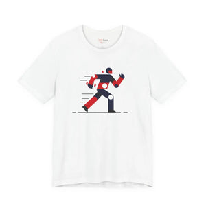 Running Man Graphic Tee, Minimalist Athletic T-shirt with Personalized Back Print - T-shirts - s
