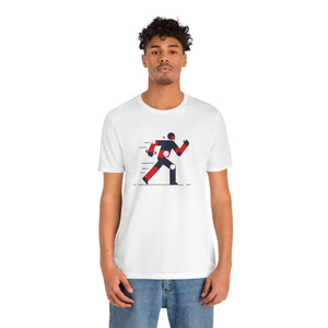 Running Man Graphic Tee, Minimalist Athletic T-shirt with Personalized Back Print - T-shirts - s