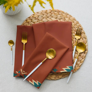 Rust Color Napkin Set – Boho Chic Cotton 4 Pack - Dipaliz - Cloth Napkins