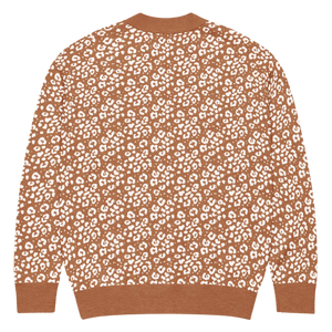 Vintage Floral Pattern Cardigan - Rust Orange Jacquard Knit - Dipaliz - Cardigans