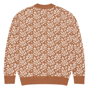 Vintage Floral Pattern Cardigan - Rust Orange Jacquard Knit - Dipaliz - Cardigans