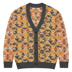 Rust Orange Geometric Knit Cardigan - Cozy Layering Style - Dipaliz - 2xs - Cardigans