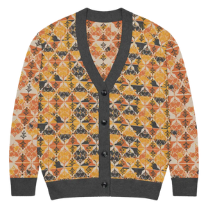 Rust Orange Geometric Knit Cardigan - Cozy Layering Style - Dipaliz - s - Cardigans