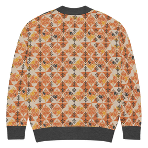 Rust Orange Geometric Knit Cardigan - Cozy Layering Style - Dipaliz - Cardigans