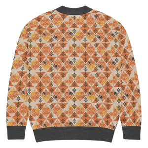 Rust Orange Geometric Knit Cardigan - Cozy Layering Style - Dipaliz - Cardigans
