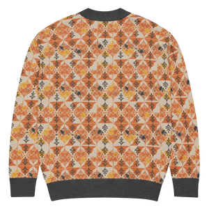Rust Orange Geometric Knit Cardigan - Cozy Layering Style - Dipaliz - Cardigans
