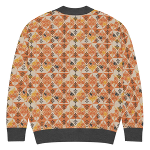 Rust Orange Geometric Knit Cardigan - Cozy Layering Style - Dipaliz - Cardigans