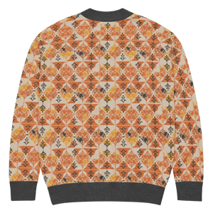 Rust Orange Geometric Knit Cardigan - Cozy Layering Style - Dipaliz - Cardigans