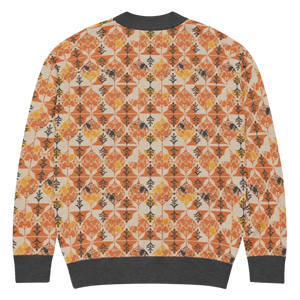 Rust Orange Geometric Knit Cardigan - Cozy Layering Style - Dipaliz - Cardigans