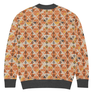 Rust Orange Geometric Knit Cardigan - Cozy Layering Style - Dipaliz - Cardigans