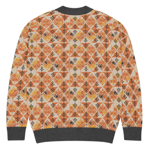Rust Orange Geometric Knit Cardigan - Cozy Layering Style - Dipaliz - Cardigans