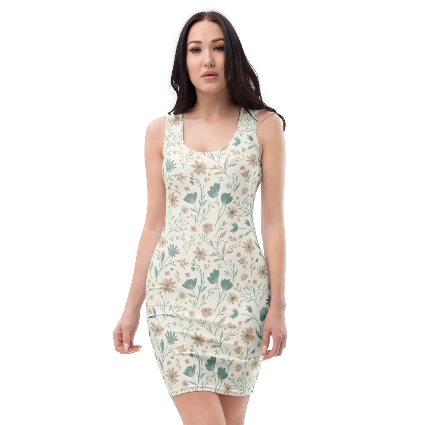 sage dress for women Sage Botanical Bodycon Recycled Midi Dress