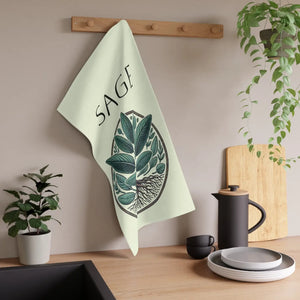 Vibrant Cotton Tea Towels - Sage Plant Elegant Kitchen Decor - Dipaliz