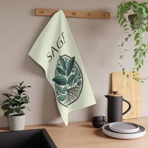 Cotton Tea Towels - Sage Plant Design Kitchen Decor - Dipaliz - Twill / 18’’ × 30’’