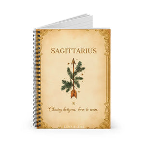 Sagittarius Spiral Notebook, Zodiac Arrow Journal ?Chasing Horizons Born to Roam’ - Journals