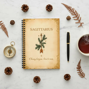 Sagittarius Spiral Notebook, Zodiac Arrow Journal ?Chasing Horizons Born to Roam’ - Journals