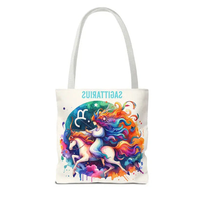 Sagittarius Zodiac Tote Bag with Black Cotton Handles - Bags