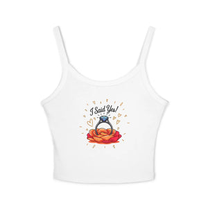 Floral Engagement Ring Spaghetti Strap Tank - Dipaliz - Tops - Xs