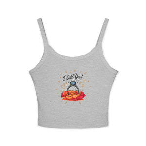 Floral Engagement Ring Spaghetti Strap Tank - Dipaliz - Tops - Xs