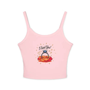 Floral Engagement Ring Spaghetti Strap Tank - Dipaliz - Tops - Xs