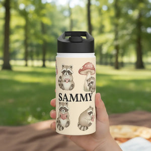 DipaliZ personalised raccoon stainless steel water bottle