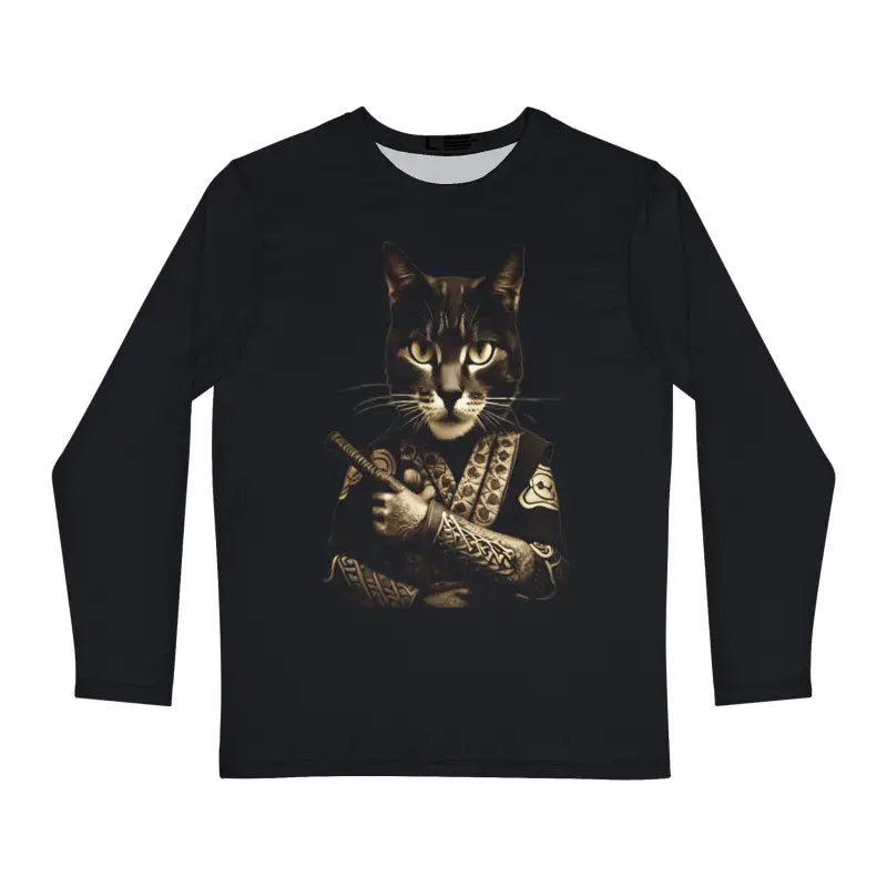 Unleash your Inner Samurai with the Purrfect Cat Long Sleeve Tee - All Over Prints