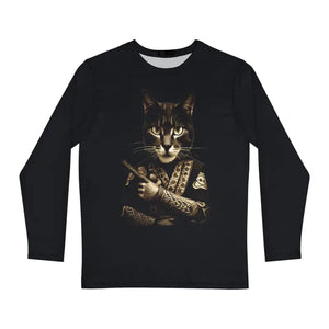 Japanese Samurai Cat Long Sleeve Tee - Warrior Design - Dipaliz - T-shirts