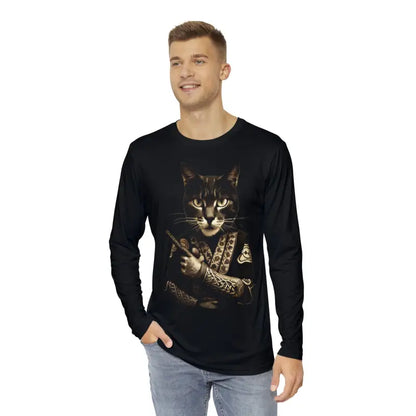 Unleash your Inner Samurai with the Purrfect Cat Long Sleeve Tee - Xs All Over Prints