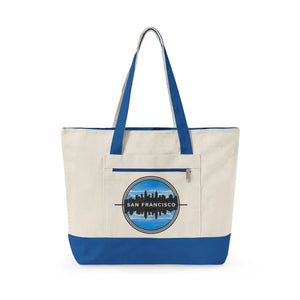 San Francisco Skyline Canvas Tote - Zippered Travel - Dipaliz - Bags