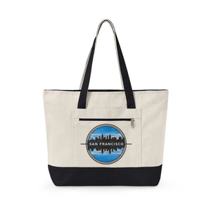 San Francisco Skyline Canvas Tote - Zippered Travel - Dipaliz - Bags
