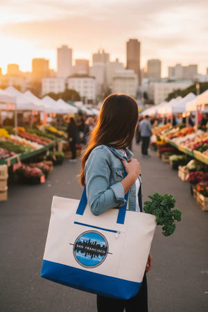 San Francisco Skyline Canvas Tote - Zippered Travel - Dipaliz - Bags