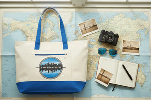 San Francisco Skyline Canvas Tote - Zippered Travel - Dipaliz - Bags